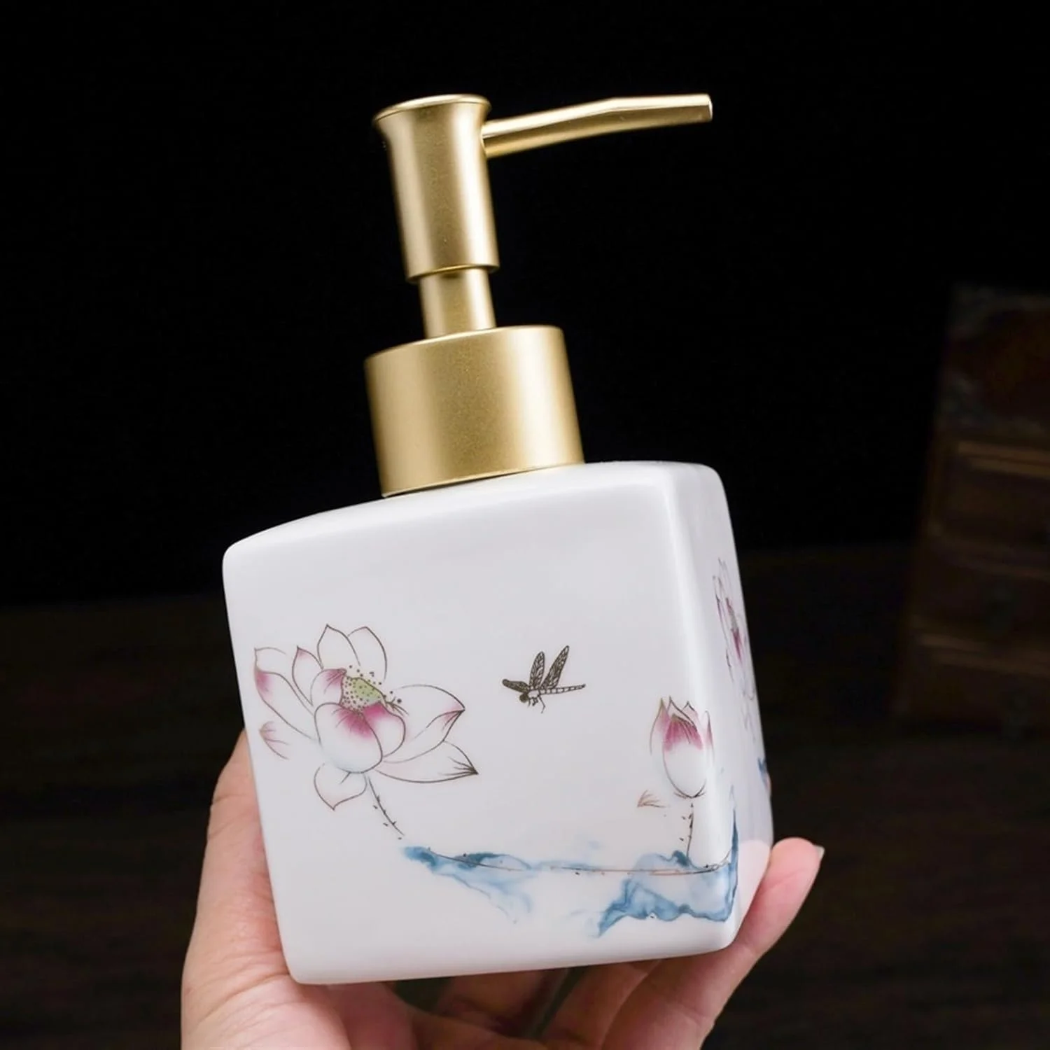 جا مایع دستشویی، بطری های سرامیکی، پخش کننده لوسیون مایع برای حمام و آشپزخانه، 280 میلی لیتر، طرح های چینی رترو