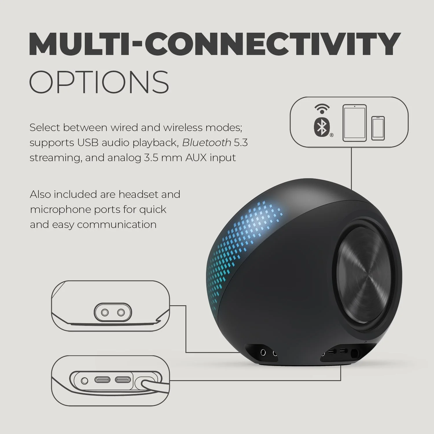 اسپیکر کامپیوتر Creative Pebble X 2.0 USB-C با نورپردازی RGB قابل تنظیم، بلوتوث 5.3، صدای USB، توان RMS تا 15 وات برای PC و Mac اسپیکر کامپیوتر Creative Pebble X 2.0 USB-C با نورپردازی RGB قابل تنظیم، بلوتوث 5.3، صدای USB، توان RMS تا 15 وات برای PC و Mac