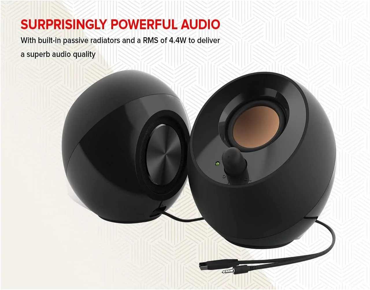 اسپیکر رومیزی Creative Pebble 2.0 با تغذیه USB، درایورهای میدان دور و رادیاتورهای پسیو برای کامپیوتر و لپ تاپ (مشکی) اسپیکر رومیزی Creative Pebble 2.0 با تغذیه USB، درایورهای میدان دور و رادیاتورهای پسیو برای کامپیوتر و لپ تاپ (مشکی)