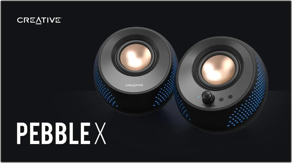اسپیکر کامپیوتر Creative Pebble X 2.0 USB-C با نورپردازی RGB قابل تنظیم، بلوتوث 5.3، صدای USB، توان RMS تا 15 وات برای PC و Mac اسپیکر کامپیوتر Creative Pebble X 2.0 USB-C با نورپردازی RGB قابل تنظیم، بلوتوث 5.3، صدای USB، توان RMS تا 15 وات برای PC و Mac