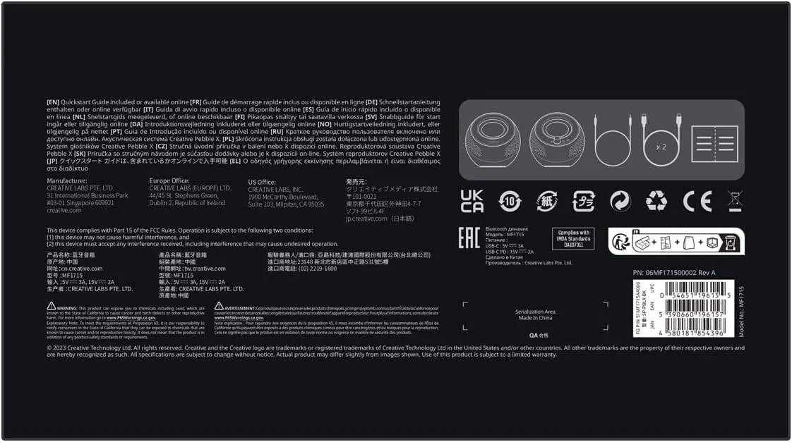 اسپیکر کامپیوتر Creative Pebble X 2.0 USB-C با نورپردازی RGB قابل تنظیم، بلوتوث 5.3، صدای USB، توان RMS تا 15 وات برای PC و Mac اسپیکر کامپیوتر Creative Pebble X 2.0 USB-C با نورپردازی RGB قابل تنظیم، بلوتوث 5.3، صدای USB، توان RMS تا 15 وات برای PC و Mac