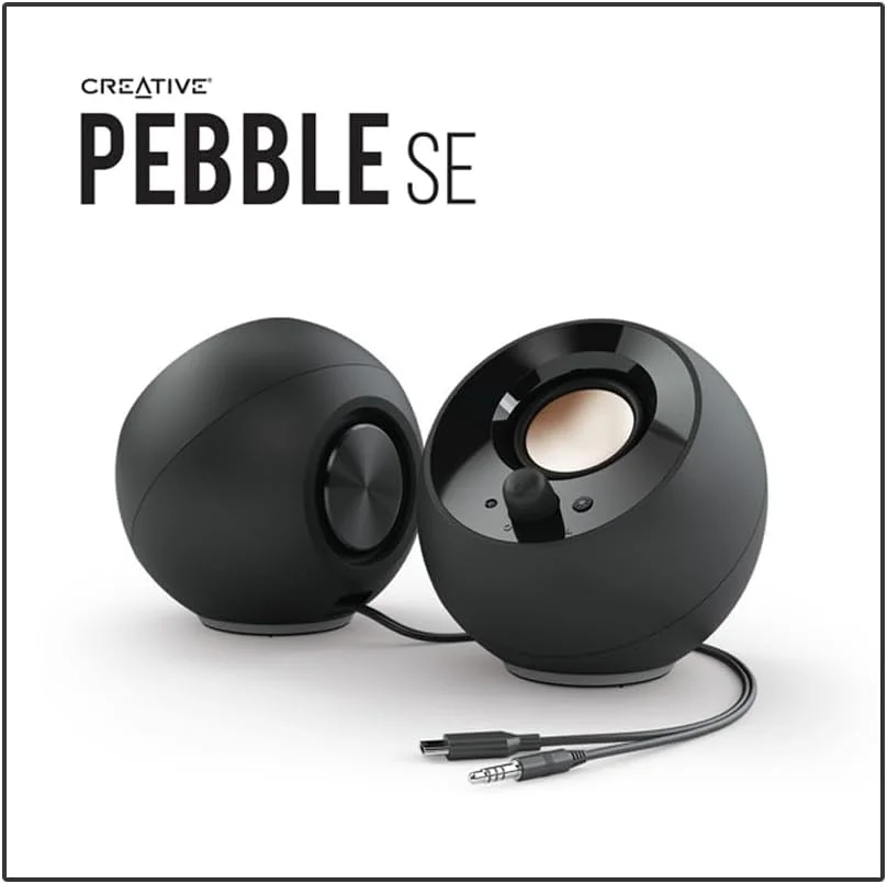 اسپیکرهای کامپیوتر Creative Pebble SE Minimalist 2.0 با نورپردازی RGB، تغذیه از طریق USB-C، ورودی AUX 3.5 میلیمتری، توان RMS تا 4.4 وات برای کامپیوترها و لپتاپها (مشکی) اسپیکرهای کامپیوتر Creative Pebble SE Minimalist 2.0 با نورپردازی RGB، تغذیه از طریق USB-C، ورودی AUX 3.5 میلیمتری، توان RMS تا 4.4 وات برای کامپیوترها و لپتاپها (مشکی)