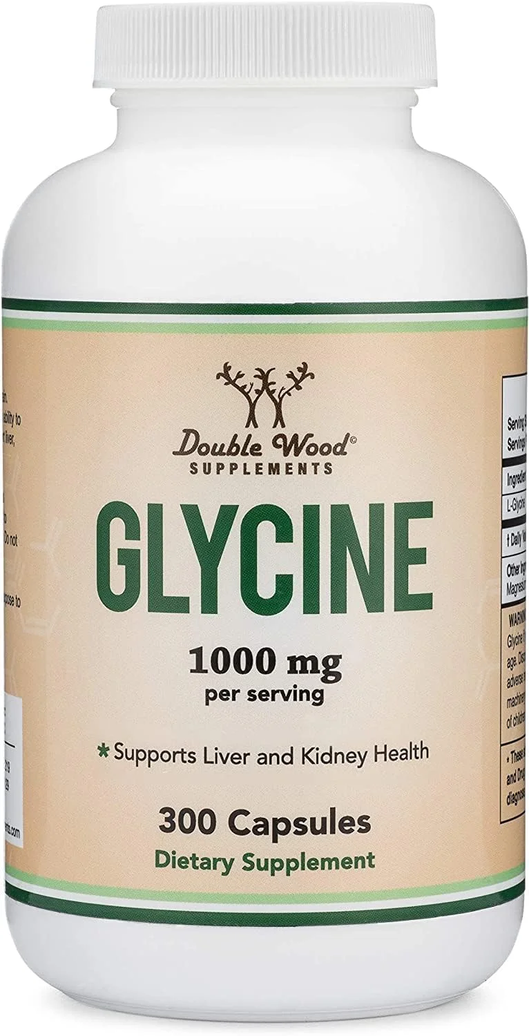 مکمل گلیسین Double Wood Supplements - 1000 میلی گرم (300 کپسول) اسید آمینه برای پشتیبانی از کیفیت خواب (گلیسینا)