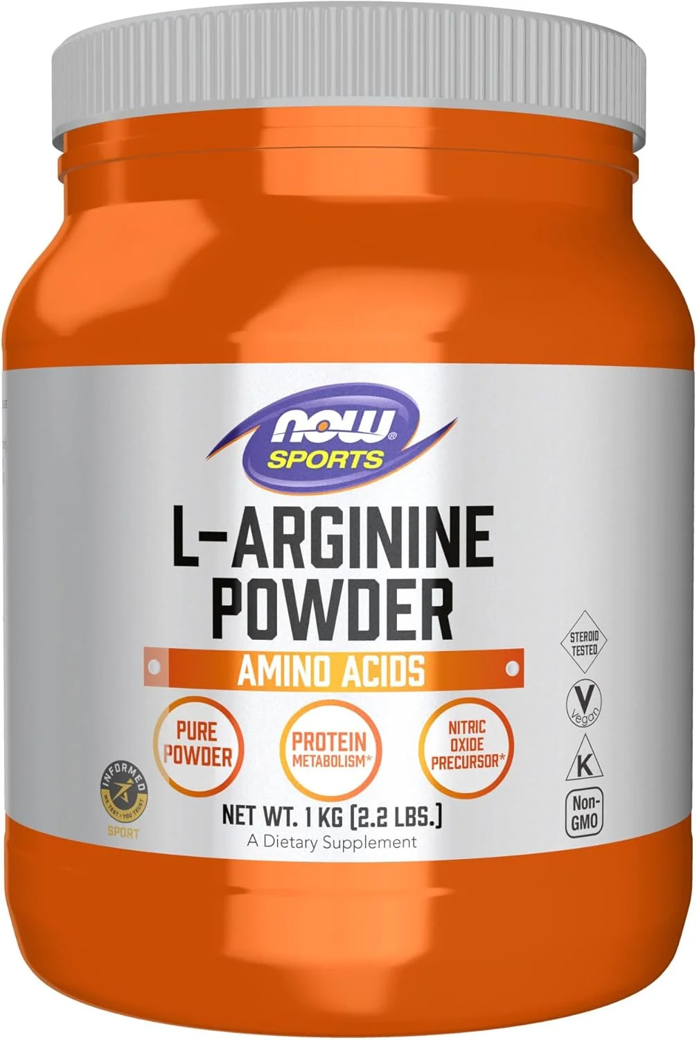 NOW Sports Nutrition، پودر ال-آرژنین، پیش ساز اکسید نیتریک، آمینو اسیدها، 2.2 پوند