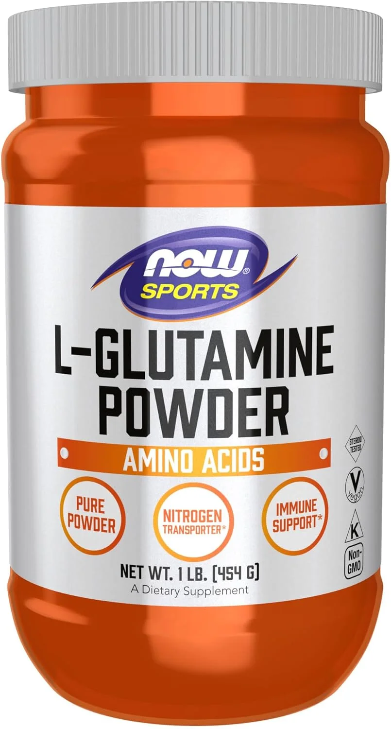 NOW Sports Nutrition، پودر خالص ال-گلوتامین، انتقال دهنده نیتروژن*، آمینو اسید، 1 پوند، 16 اونس (بسته 1 عددی)