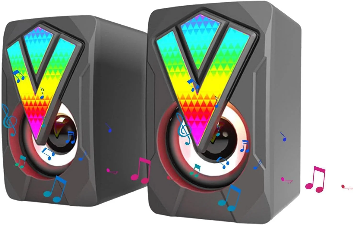 اسپیکرهای دسکتاپ RGB، اسپیکر دسکتاپ برای مانیتور بازی - اسپیکر USB نورپردازی شده چند رسانه ای سیمی برای کامپیوتر، لپ تاپ، میز، خانه