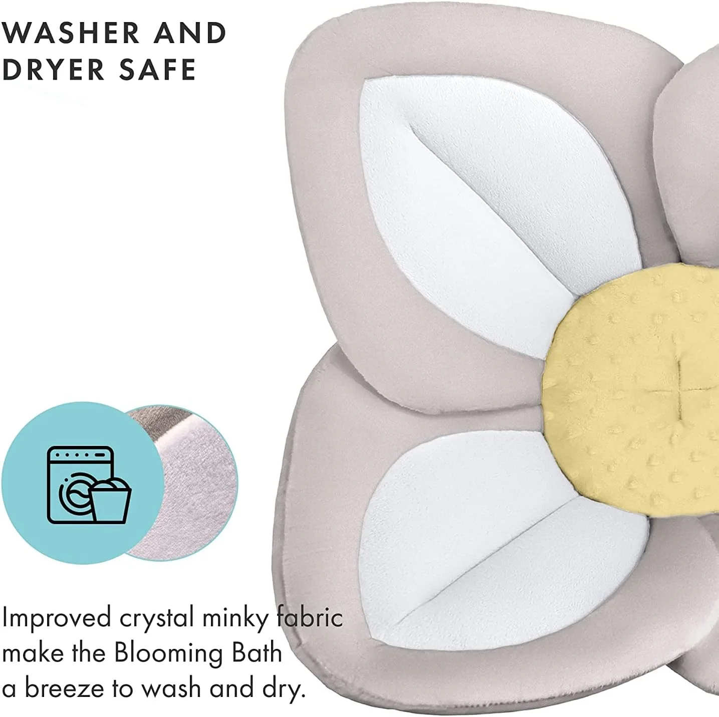 گل حمام کودک ارگانیک TYCOM برای نوزادان، گل بامبو گرم و نرم، کودک عاشق گل حمام شکوفه می شود، مناسب برای سینک وان حمام، پشتیبانی از نوزادان، تشک گل لوتوس، کیف مسافرتی (خاکستری زرد)