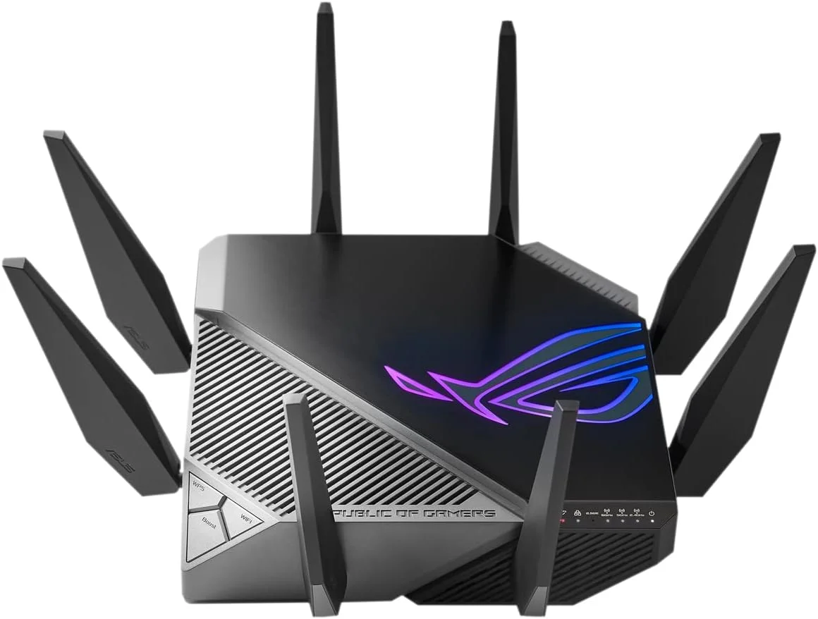 روتر گیمینگ سه بانده گیگابیتی Asus WiFi 6 مدل ROG GTAXE11000 Rapture 802.11ax با سرعت 114848044804 مگابیت بر ثانیه، دارای پورت های اترنت LAN (RJ45) با سرعت 1010010002500 مگابیت بر ثانیه، 5 عدد پورت، پشتیبانی از MUMiMO، بله، خیر، بدون mo روتر گیمینگ سه بانده گیگابیتی Asus WiFi 6 مدل ROG GTAXE11000 Rapture 802.11ax با سرعت 114848044804 مگابیت بر ثانیه، دارای پورت های اترنت LAN (RJ45) با سرعت 1010010002500 مگابیت بر ثانیه، 5 عدد پورت، پشتیبانی از MUMiMO، بله، خیر، بدون mo