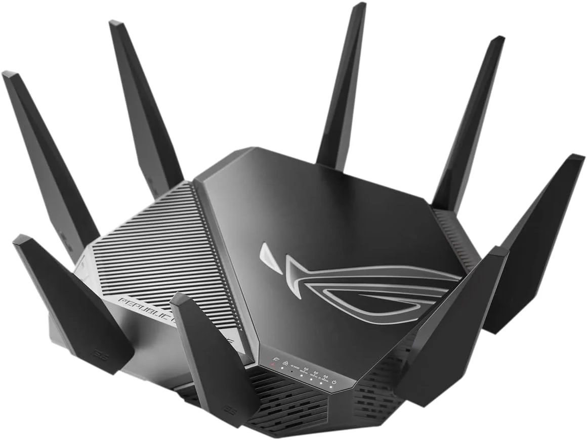 روتر گیمینگ سه بانده گیگابیتی Asus WiFi 6 مدل ROG GTAXE11000 Rapture 802.11ax با سرعت 114848044804 مگابیت بر ثانیه، دارای پورت های اترنت LAN (RJ45) با سرعت 1010010002500 مگابیت بر ثانیه، 5 عدد پورت، پشتیبانی از MUMiMO، بله، خیر، بدون mo روتر گیمینگ سه بانده گیگابیتی Asus WiFi 6 مدل ROG GTAXE11000 Rapture 802.11ax با سرعت 114848044804 مگابیت بر ثانیه، دارای پورت های اترنت LAN (RJ45) با سرعت 1010010002500 مگابیت بر ثانیه، 5 عدد پورت، پشتیبانی از MUMiMO، بله، خیر، بدون mo