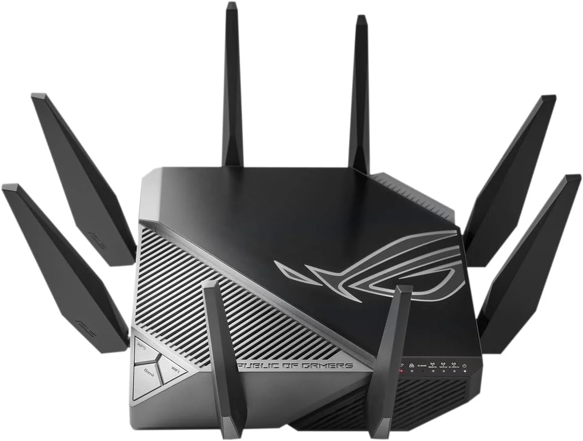 روتر گیمینگ سه بانده گیگابیتی Asus WiFi 6 مدل ROG GTAXE11000 Rapture 802.11ax با سرعت 114848044804 مگابیت بر ثانیه، دارای پورت های اترنت LAN (RJ45) با سرعت 1010010002500 مگابیت بر ثانیه، 5 عدد پورت، پشتیبانی از MUMiMO، بله، خیر، بدون mo روتر گیمینگ سه بانده گیگابیتی Asus WiFi 6 مدل ROG GTAXE11000 Rapture 802.11ax با سرعت 114848044804 مگابیت بر ثانیه، دارای پورت های اترنت LAN (RJ45) با سرعت 1010010002500 مگابیت بر ثانیه، 5 عدد پورت، پشتیبانی از MUMiMO، بله، خیر، بدون mo