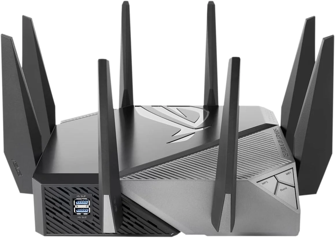 روتر گیمینگ سه بانده گیگابیتی Asus WiFi 6 مدل ROG GTAXE11000 Rapture 802.11ax با سرعت 114848044804 مگابیت بر ثانیه، دارای پورت های اترنت LAN (RJ45) با سرعت 1010010002500 مگابیت بر ثانیه، 5 عدد پورت، پشتیبانی از MUMiMO، بله، خیر، بدون mo روتر گیمینگ سه بانده گیگابیتی Asus WiFi 6 مدل ROG GTAXE11000 Rapture 802.11ax با سرعت 114848044804 مگابیت بر ثانیه، دارای پورت های اترنت LAN (RJ45) با سرعت 1010010002500 مگابیت بر ثانیه، 5 عدد پورت، پشتیبانی از MUMiMO، بله، خیر، بدون mo