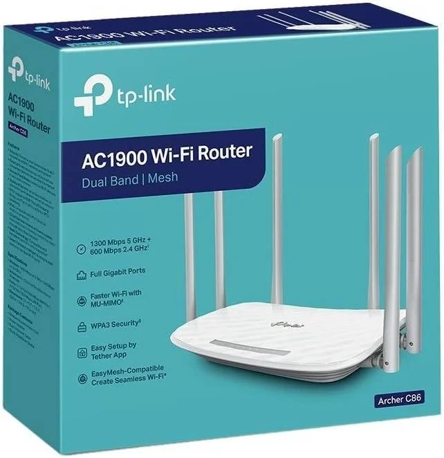 روتر وایرلس تی پی-لینک Archer C86 AC1900 MU-MIMO – دو بانده، عملکرد پرسرعت، Beamforming، کنترل والدین و QoS