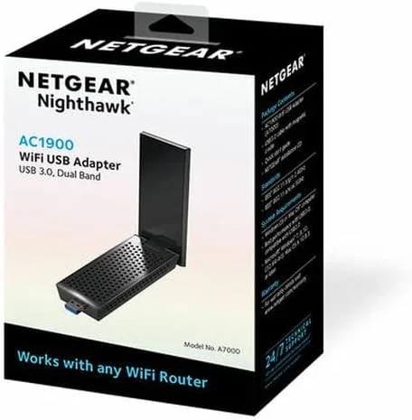 آداپتور USB 3.0 وای فای NETGEAR AC1900 برای رایانه شخصی رومیزی | دانگل وای فای دو بانده برای اینترنت بی سیم (A7000-10000S) آداپتور USB 3.0 وای فای NETGEAR AC1900 برای رایانه شخصی رومیزی | دانگل وای فای دو بانده برای اینترنت بی سیم (A7000-10000S)