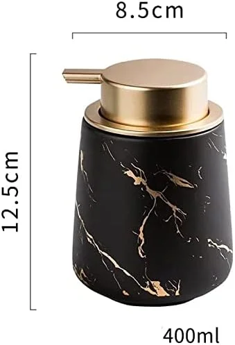 ظرف پمپ دار سرامیکی پخش کننده لوسیون، بطری قابل شارژ مجدد حمام، پخش کننده صابون مرمری مات با پمپ طلایی مات برای لوازم جانبی حمام روی میز آشپزخانه ظرف پمپ دار سرامیکی پخش کننده لوسیون، بطری قابل شارژ مجدد حمام، پخش کننده صابون مرمری مات با پمپ طلایی مات برای لوازم جانبی حمام روی میز آشپزخانه