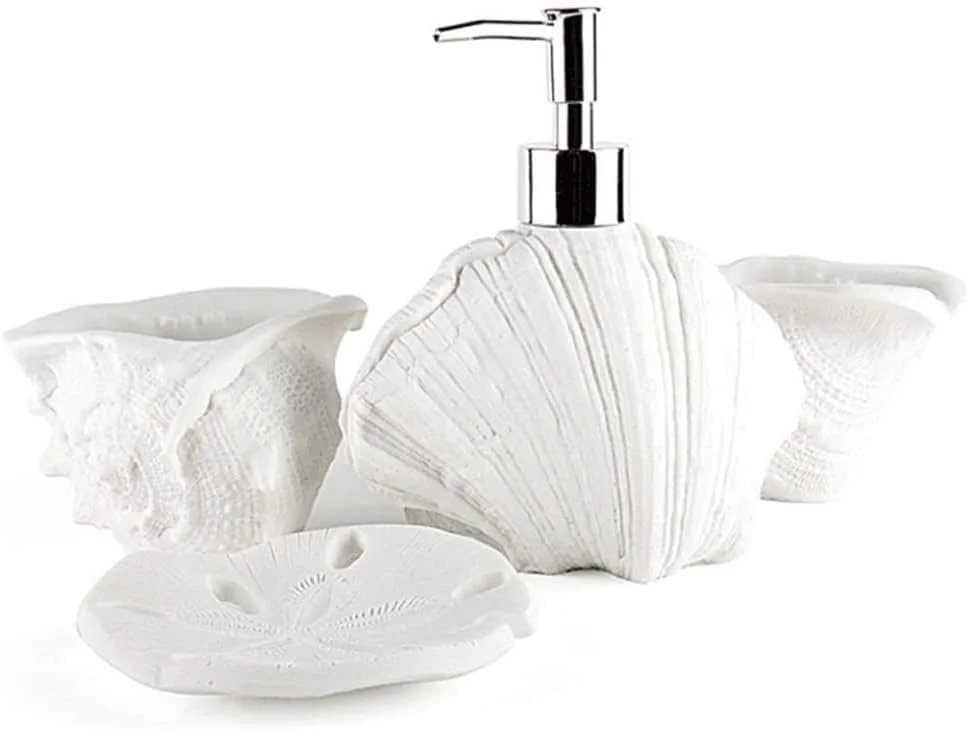 ست لوازم جانبی حمام سنگ ماسه ای شامل بطری لوسیون، جا صابونی، لیوان شستشو، بطری پمپ لوسیون 350 میلی لیتری