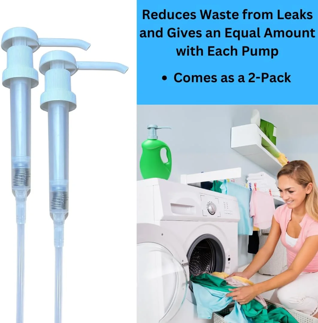 پمپ دیسپنسر سنگین برای بطری های گالن (27 سی سی/2 عددی) پمپ دیسپنسر ضد نشت برای شامپو، مایع لباسشویی، مایع، آب، کره پاپ کورن، شربت اسنو کون، روغن ها، پمپ دیسپنسر 1 گالن بدون BPA