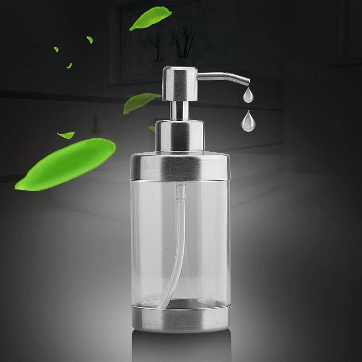 پمپ صابون استیل، بطری لوسیون، پخش کننده صابون با فشار دستی، بطری شفاف کامپیوتر، بطری دستی، لوازم حمام، بطری های پخش کننده
