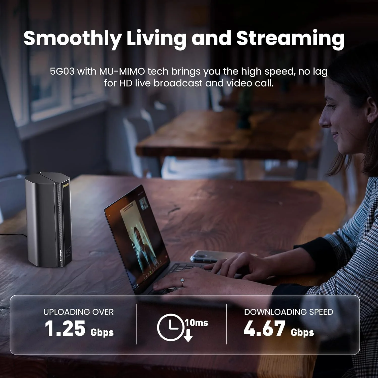 مودم روتر 5G NR LTE تندا - روتر AX1800 WiFi 6 با پورت گیگابیتی LAN/WAN، اتصال 4G/5G یا سیمی، روتر موبایل قابل حمل، سیم کارت نانو، نصب آسان، 5G03