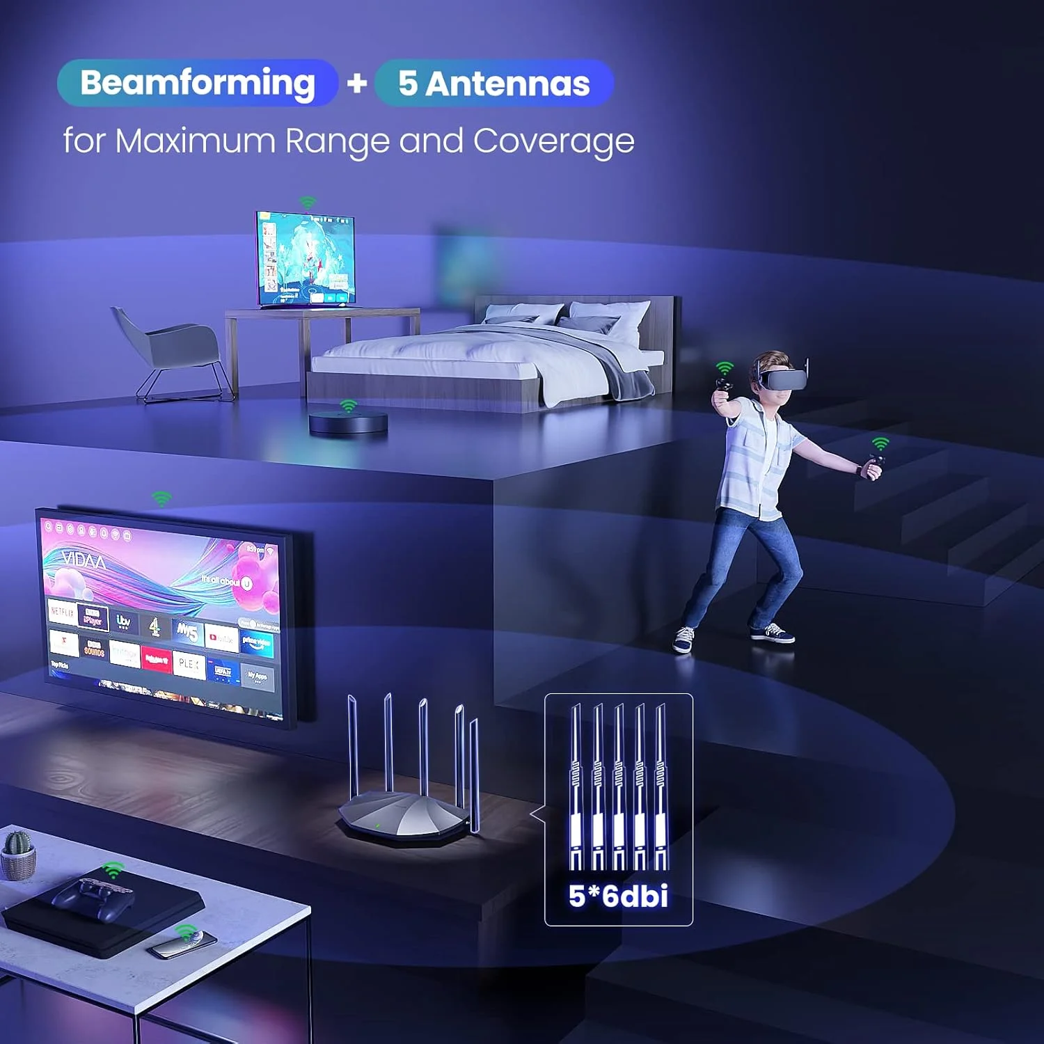 روتر بی‌سیم تندا TX2 Pro گیگابیتی اترنت دو بانده (2.4 گیگاهرتز / 5 گیگاهرتز) مشکی