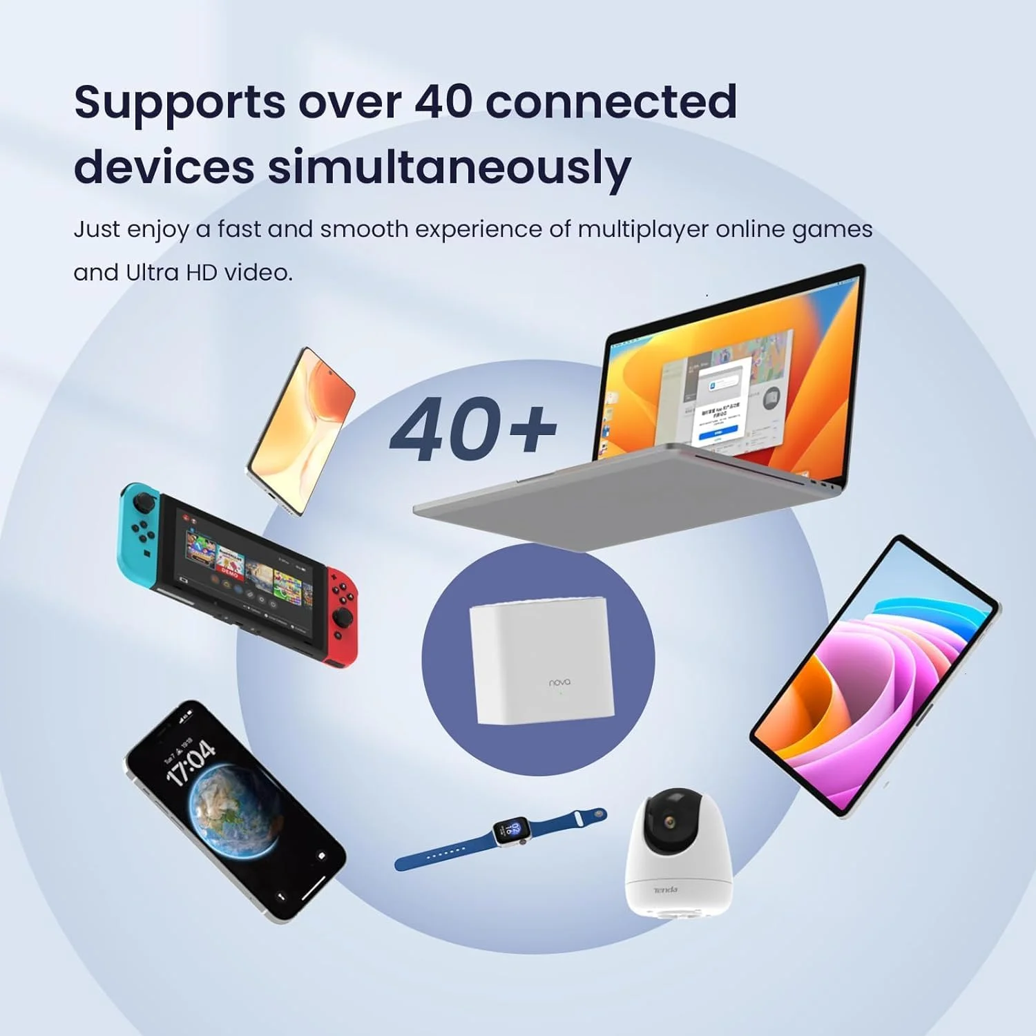 سیستم وای فای مش تندا نوا - پوشش 3500 فوت مربع - شبکه مش دو بانده AC1200 برای اینترنت خانگی - کنترل والدین - بسته 3 عددی