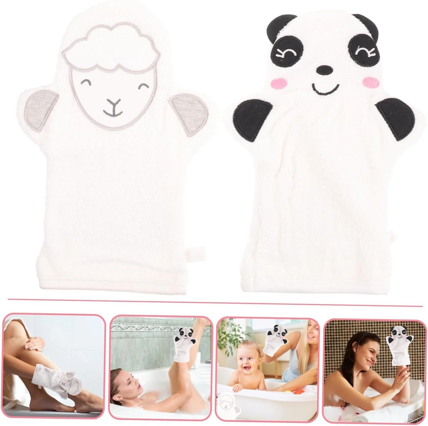 دستکش حمام YHRY، 2 عدد، مناسب برای حمام نوزاد، برس حمام کودک، دستکش لایه بردار بدن، دستکش حمام کودکان، دستکش شستشو، لوازم جانبی تمیز کننده، پنبه سفید نوزاد