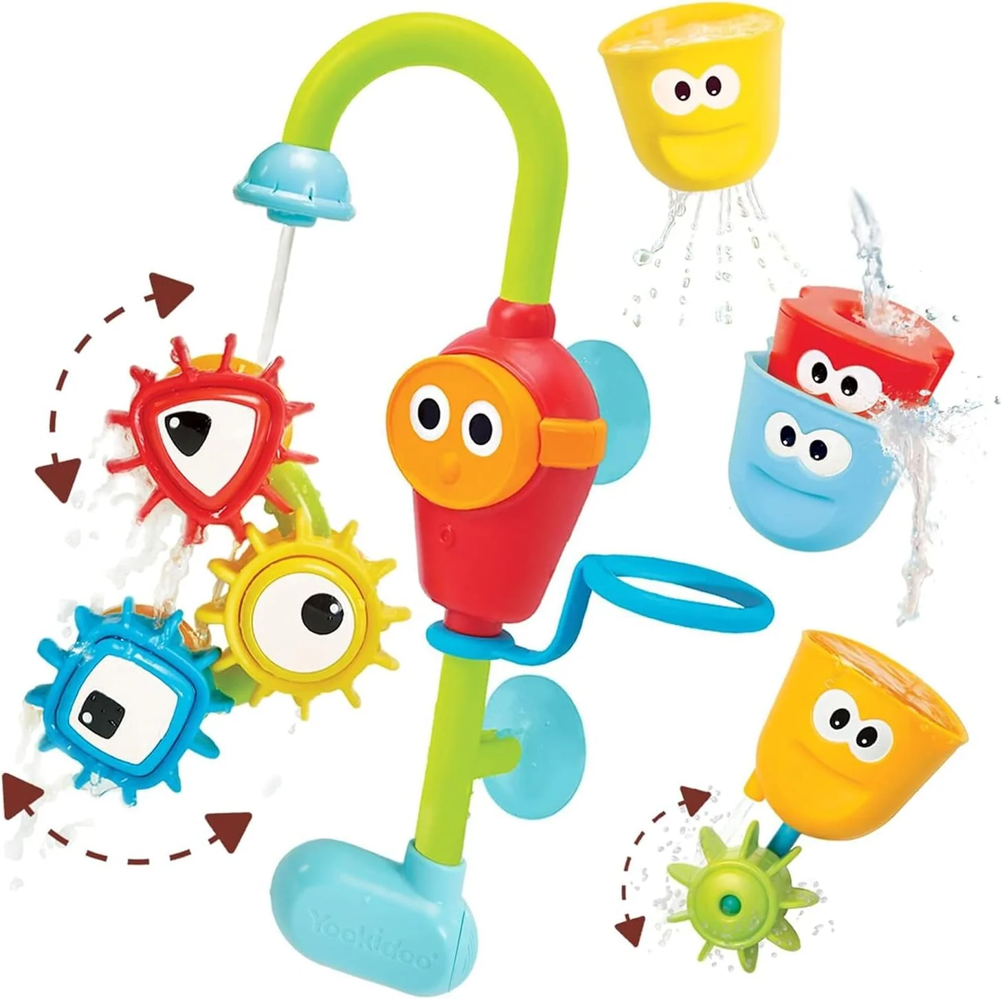 اسباب بازی حمام کودک یوکیدو مدل Spin N Sort Spout Pro به همراه سه فنجان تودرتو، چند رنگ