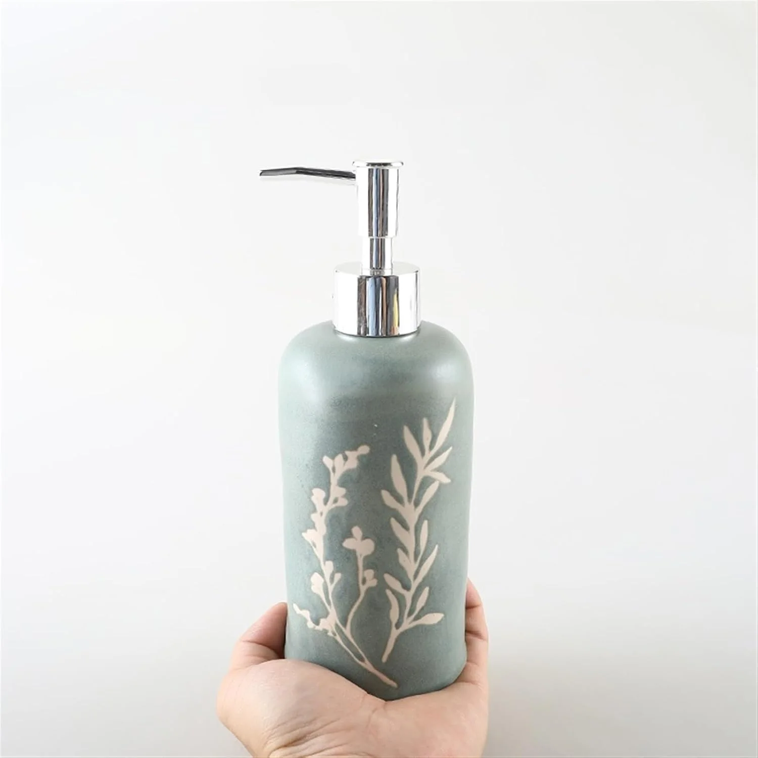 بطری جا مایع صابون 440 میلی لیتری سرامیکی، جا مایع صابون رومیزی، بطری مایع با پمپ، جا مایع صابون حمام برای مایع قابل شارژ برای آشپزخانه، حمام