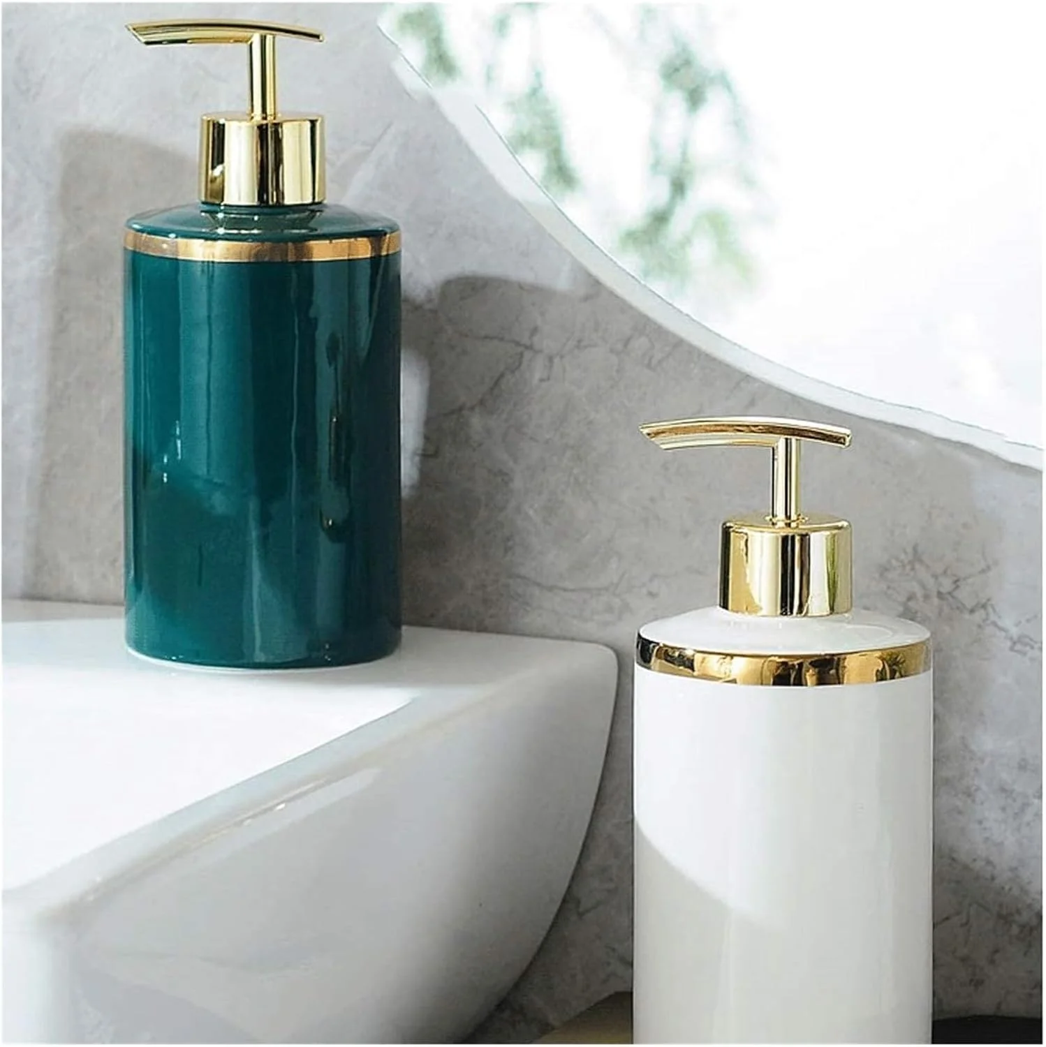 جا مایع ظرفشویی سرامیکی با طراحی مدرن، بطری مایع با پمپ برای لوازم جانبی آشپزخانه یا حمام