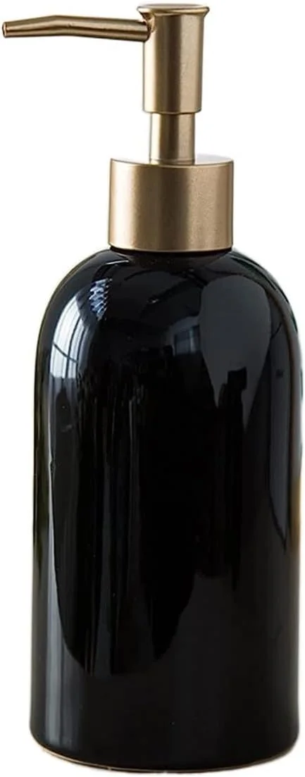 جا مایع و پخش کننده لوسیون، جا مایع دستشویی، پمپ مایع دستشویی، جا مایع سرامیکی گرد، بطری لوسیون شیک، رنگ ثابت، مناسب حمام