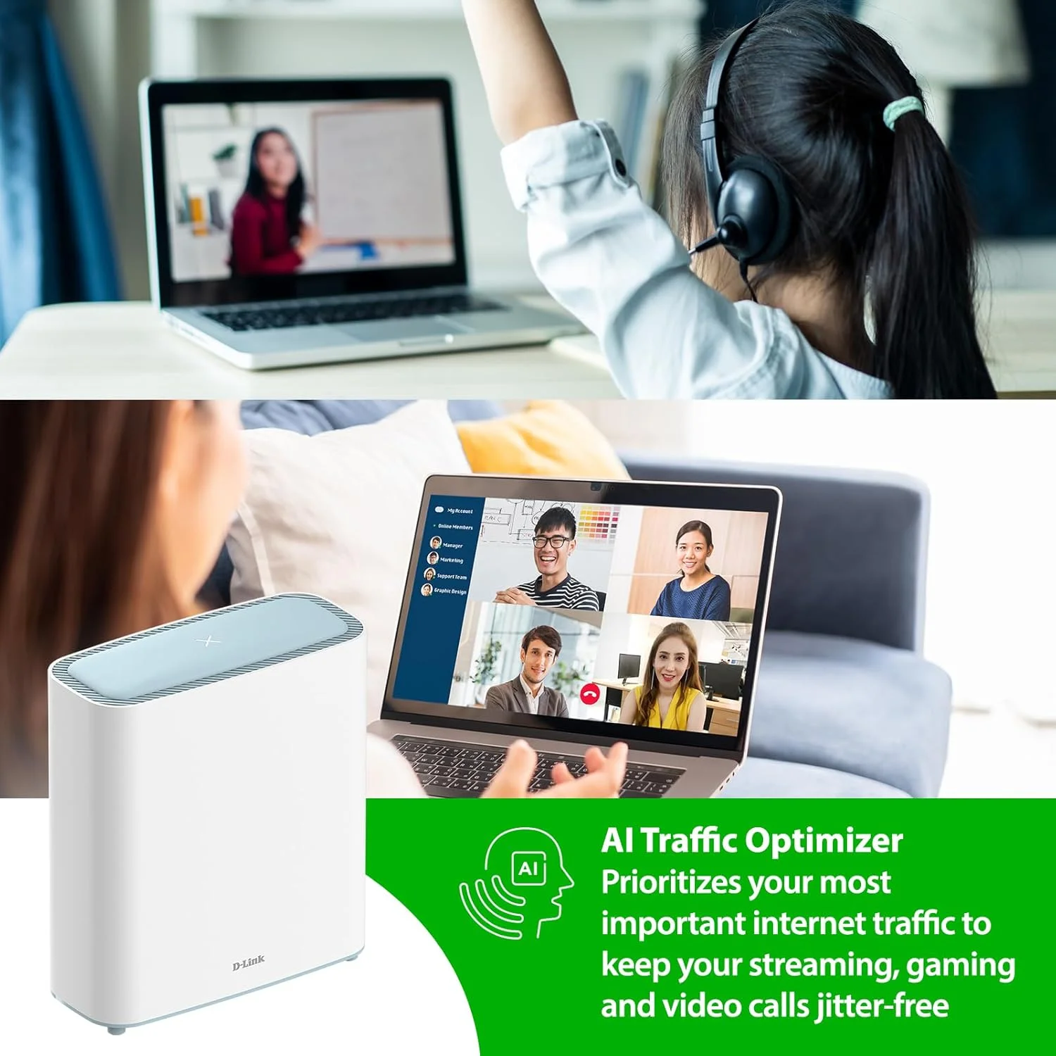 سیستم روتر وای فای 6 مش دی-لینک Eagle Pro AI (بسته 2 عددی) - بسته چندتایی برای شبکه اینترنت بی سیم هوشمند، سازگار با الکسا و گوگل، AX3200 (M32/2) سیستم روتر وای فای 6 مش دی-لینک Eagle Pro AI (بسته 2 عددی) - بسته چندتایی برای شبکه اینترنت بی سیم هوشمند، سازگار با الکسا و گوگل، AX3200 (M32/2)