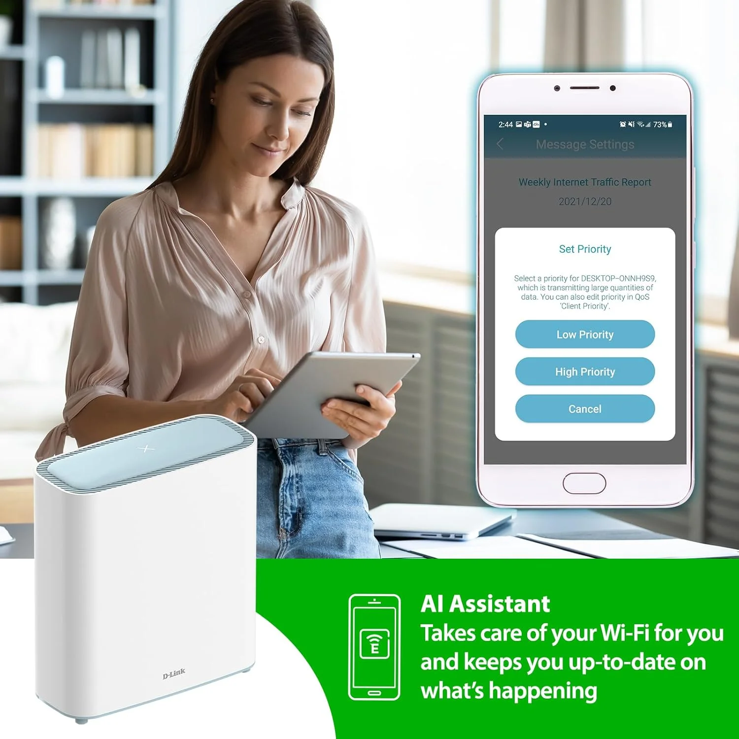 سیستم روتر وای فای 6 مش دی-لینک Eagle Pro AI (بسته 2 عددی) - بسته چندتایی برای شبکه اینترنت بی سیم هوشمند، سازگار با الکسا و گوگل، AX3200 (M32/2) سیستم روتر وای فای 6 مش دی-لینک Eagle Pro AI (بسته 2 عددی) - بسته چندتایی برای شبکه اینترنت بی سیم هوشمند، سازگار با الکسا و گوگل، AX3200 (M32/2)