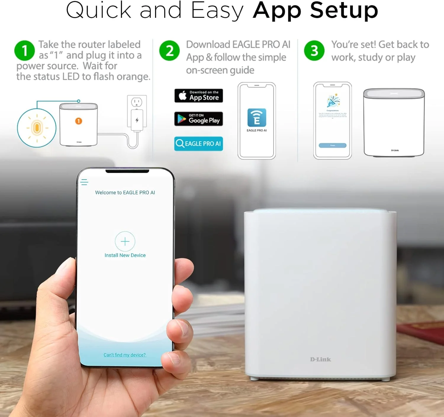 سیستم روتر وای فای 6 مش دی-لینک Eagle Pro AI (بسته 2 عددی) - بسته چندتایی برای شبکه اینترنت بی سیم هوشمند، سازگار با الکسا و گوگل، AX3200 (M32/2) سیستم روتر وای فای 6 مش دی-لینک Eagle Pro AI (بسته 2 عددی) - بسته چندتایی برای شبکه اینترنت بی سیم هوشمند، سازگار با الکسا و گوگل، AX3200 (M32/2)