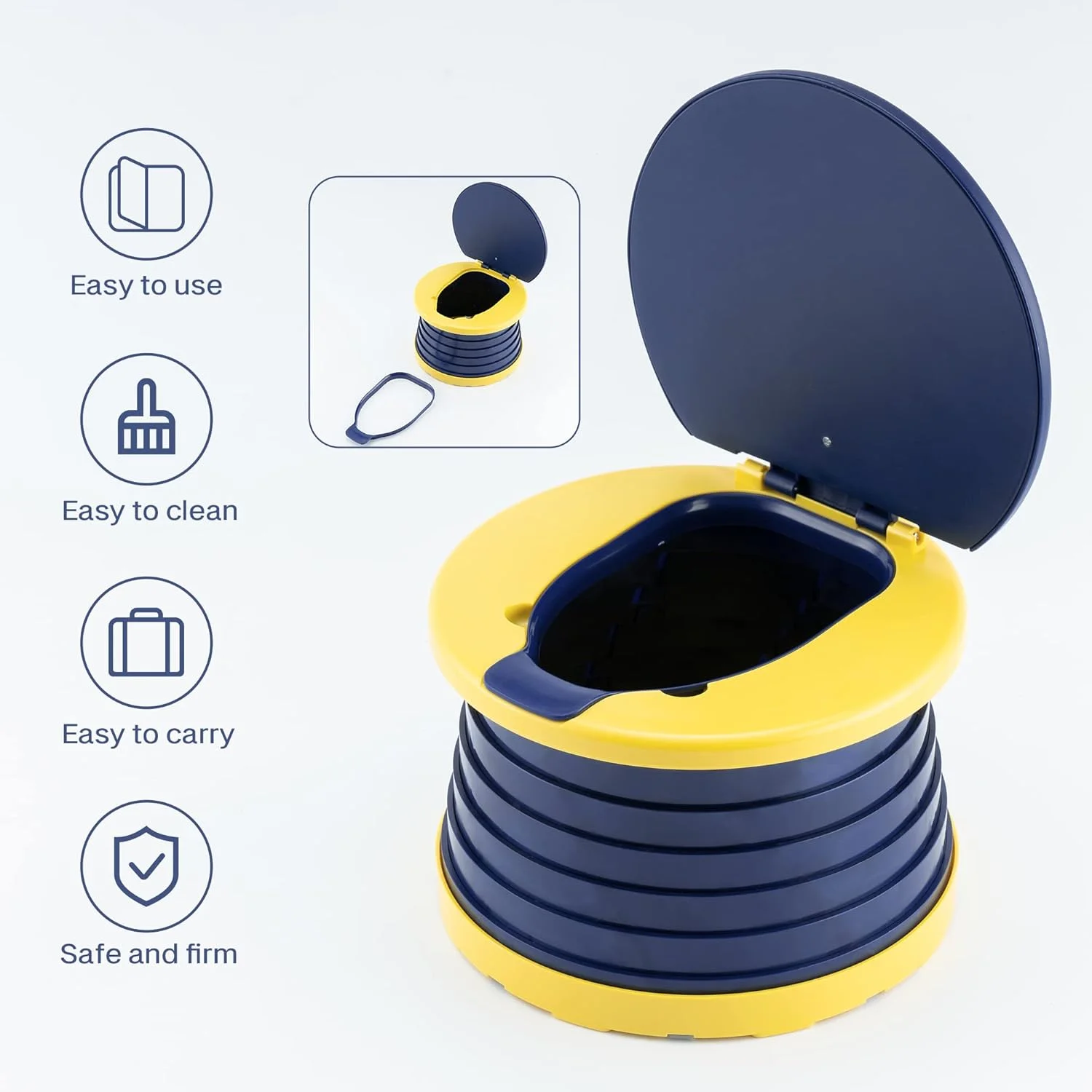 صندلی توالت فرنگی تاشو قابل حمل Avellux، صندلی آموزشی تاشو توالت فرنگی کودک، توالت فرنگی مسافرتی داخلی و خارجی با کیف مسافرتی (آبی)