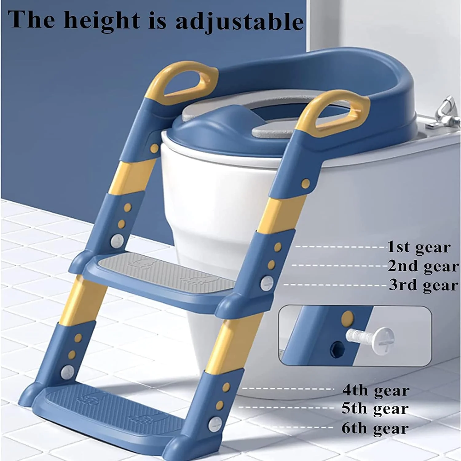 صندلی آموزشی تاشو با قابلیت تنظیم ارتفاع به همراه چهارپایه، آموزش توالت با محافظ پاشش ادرار مناسب برای اکثر توالت ها، صندلی توالت فرنگی نردبانی محکم با تحمل وزن 80 کیلوگرم مناسب برای کودکان (آبی) صندلی آموزشی تاشو با قابلیت تنظیم ارتفاع به همراه چهارپایه، آموزش توالت با محافظ پاشش ادرار مناسب برای اکثر توالت ها، صندلی توالت فرنگی نردبانی محکم با تحمل وزن 80 کیلوگرم مناسب برای کودکان (آبی)