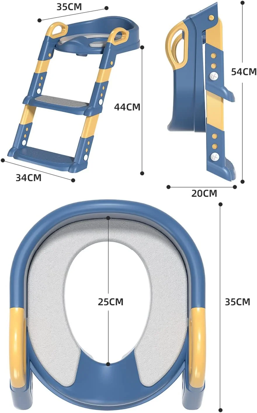 صندلی آموزشی تاشو با قابلیت تنظیم ارتفاع به همراه چهارپایه، آموزش توالت با محافظ پاشش ادرار مناسب برای اکثر توالت ها، صندلی توالت فرنگی نردبانی محکم با تحمل وزن 80 کیلوگرم مناسب برای کودکان (آبی) صندلی آموزشی تاشو با قابلیت تنظیم ارتفاع به همراه چهارپایه، آموزش توالت با محافظ پاشش ادرار مناسب برای اکثر توالت ها، صندلی توالت فرنگی نردبانی محکم با تحمل وزن 80 کیلوگرم مناسب برای کودکان (آبی)