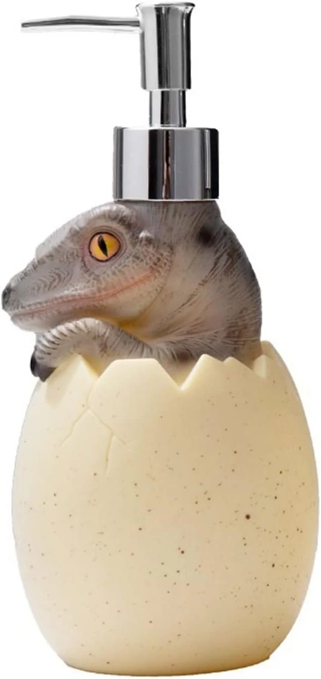 TEDNIDS جا مایع صابون حمام طرح دایناسور بامزه، جا مایع های فشاری، ظرف فرعی برای جلوگیری از نشت، سازگار با محیط زیست برای مواد آرایشی و بهداشتی
