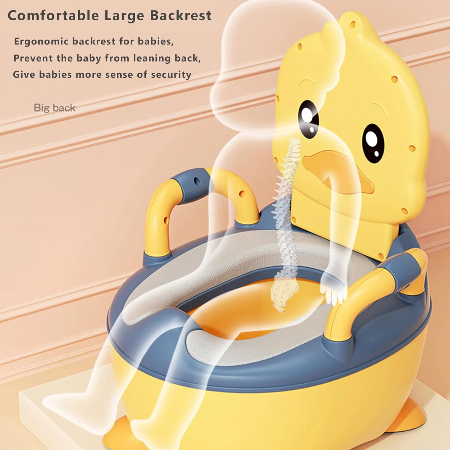 توالت آموزشی کودک Beauenty، توالت فرنگی واقعی با درب برای کودکان، صندلی توالت کودک با نشیمنگاه نرم، تخلیه و تمیز کردن آسان با 100 عدد کیسه (زرد)