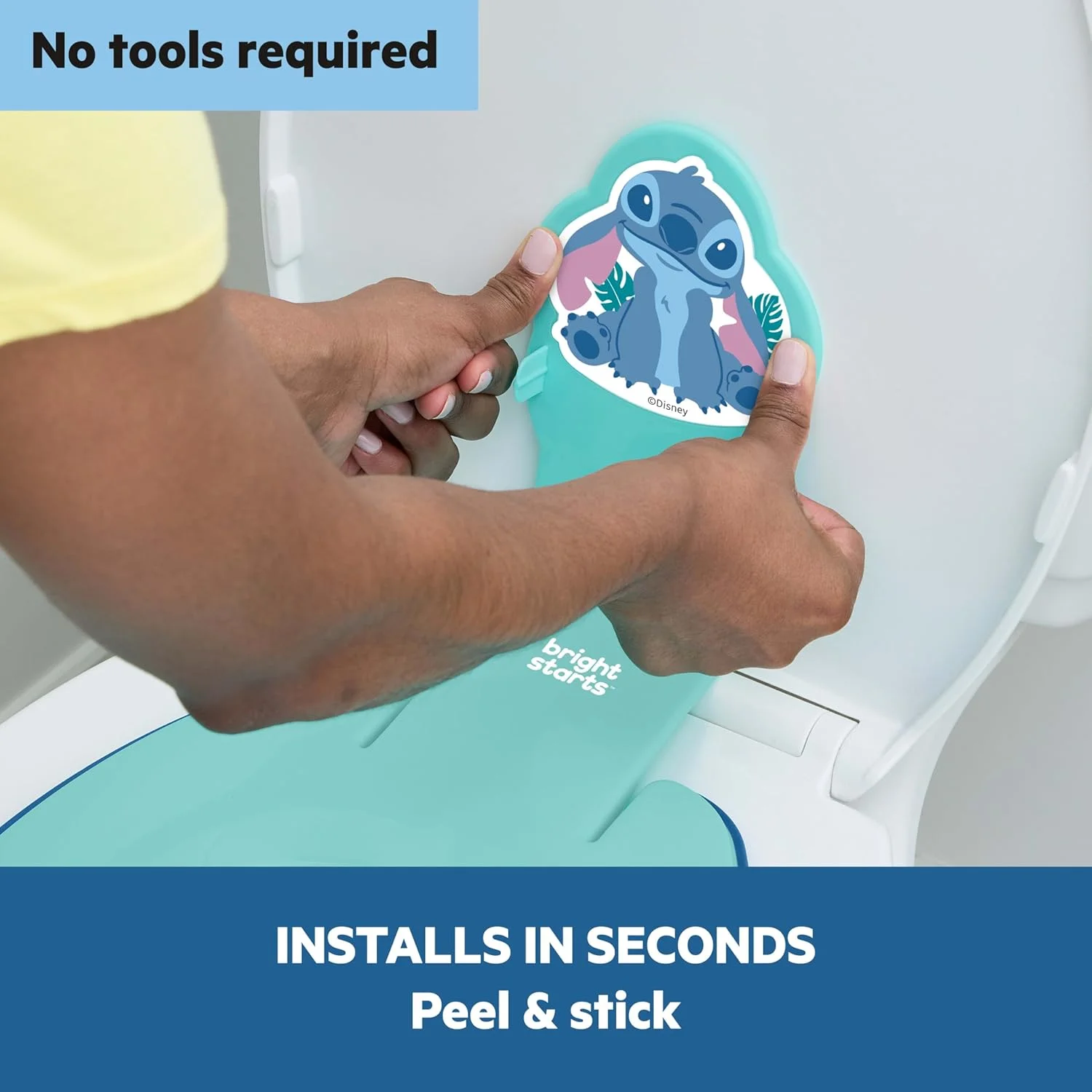 صندلی توالت آموزشی کودک برایت استارتس مدل دیزنی بیبی استیچ، اتصال ایمن به توالت، طراحی کم حجم مناسب برای اکثر توالت ها، تمیز کردن آسان