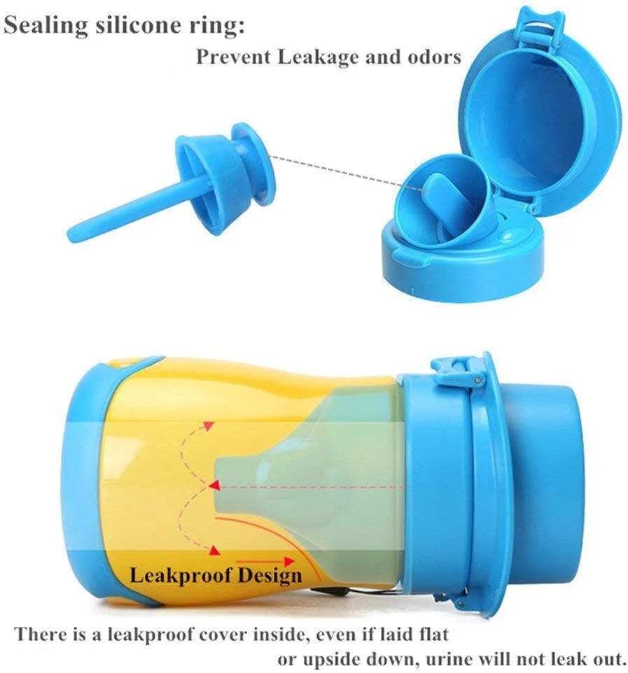 BYETOO [ارتقاء یافته 600ML] توالت اضطراری بهداشتی و ضد نشت قابل حمل کودک و نوزاد مناسب مسافرت، کمپینگ، مسافرت با ماشین، فضای باز، پارک و آموزش ادرار کودک نوپا - پسرانه
