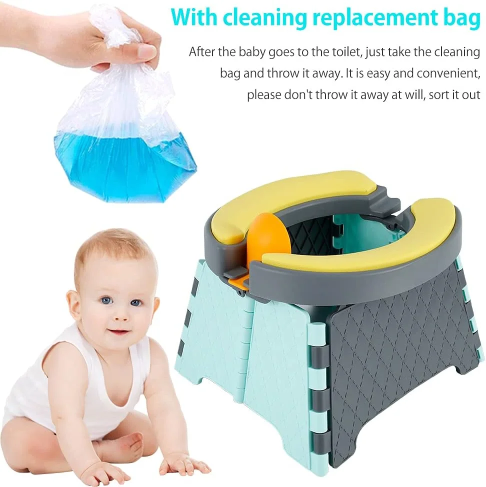 صندلی آموزشی توالت فرنگی تاشو کودک Goohomeey - توالت مسافرتی کودک Goohomeey | صندلی توالت تاشو | صندلی توالت کودک برای داخل و خارج از خانه (سیلیکون نرم - آبی)