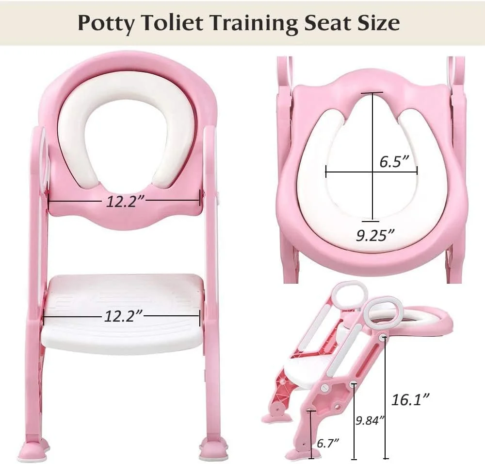 صندلی آموزشی توالت فرنگی کودک دخترانه GOOHOMEEY با نردبان پله ای (1-7 سال) (صورتی) صندلی آموزشی توالت فرنگی کودک دخترانه GOOHOMEEY با نردبان پله ای (1-7 سال) (صورتی)