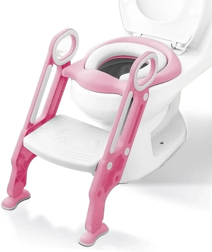 صندلی آموزشی توالت فرنگی کودک دخترانه GOOHOMEEY با نردبان پله ای (1-7 سال) (صورتی) صندلی آموزشی توالت فرنگی کودک دخترانه GOOHOMEEY با نردبان پله ای (1-7 سال) (صورتی)