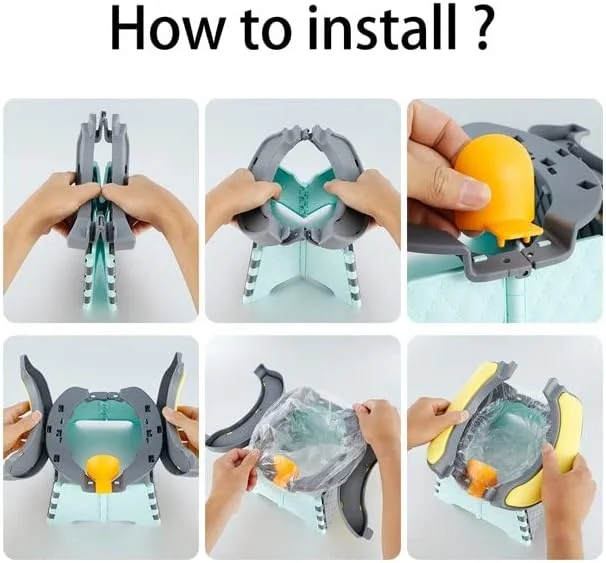 صندلی آموزشی توالت فرنگی تاشو کودک Goohomeey - توالت مسافرتی کودک Goohomeey | صندلی توالت تاشو | صندلی توالت کودک برای داخل و خارج از خانه (سیلیکون نرم - آبی)