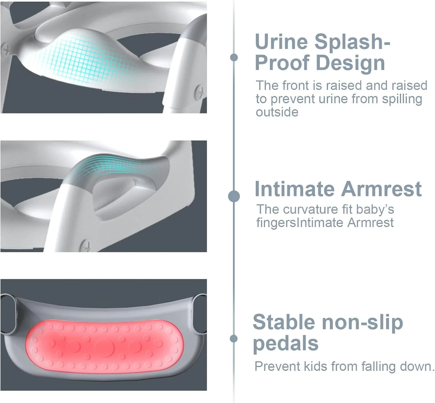 صندلی آموزشی توالت فرنگی کودک GDTOMEEU با نردبان پله‌ای برای کودکان پسر و دختر نوپا - صندلی راحت و ایمن با ضد لغزش (خاکستری)