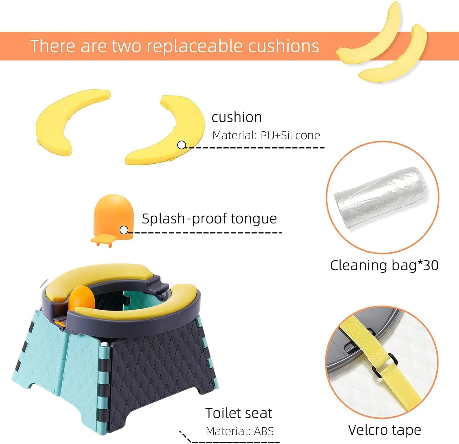 صندلی آموزشی توالت فرنگی تاشو کودک Goohomeey - توالت مسافرتی کودک Goohomeey | صندلی توالت تاشو | صندلی توالت کودک برای داخل و خارج از خانه (سیلیکون نرم - آبی)