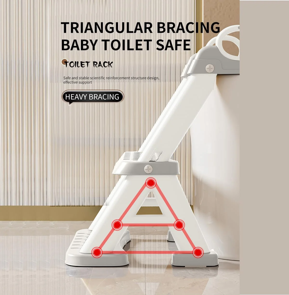 صندلی آموزشی توالت پاندا ایر با نردبان پله‌ای، صندلی توالت راحت و ایمن با پدهای ضد لغزش و طراحی خرس برای کودکان پسر و نوپا (خاکستری)