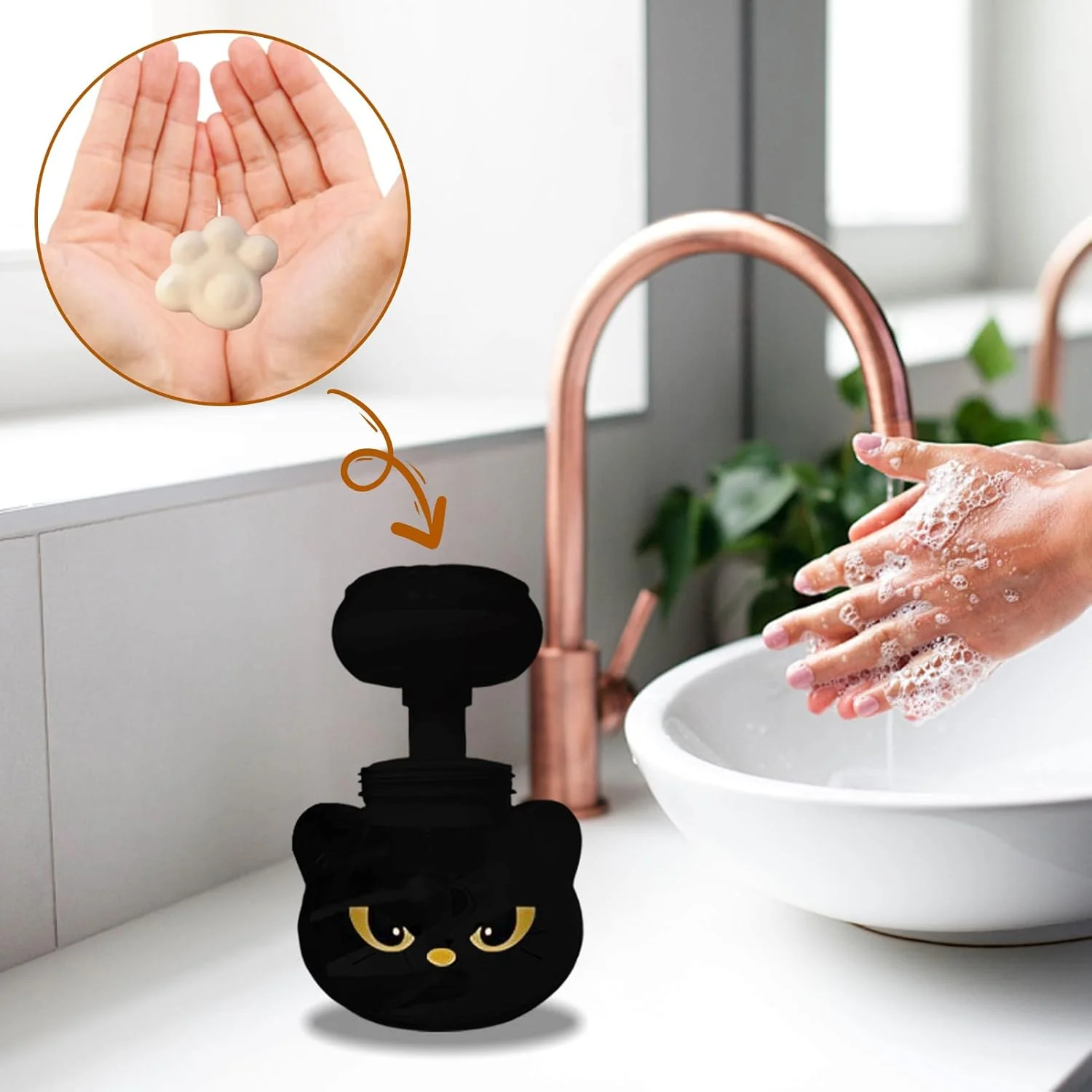 جامایع دستشویی | جا مایع دستشویی فوم طرح پنجه گربه - ظرف قابل شارژ، بطری پمپی برای شستشوی رومیزی، دوش، کودکان، بزرگسالان، آشپزخانه، حمام