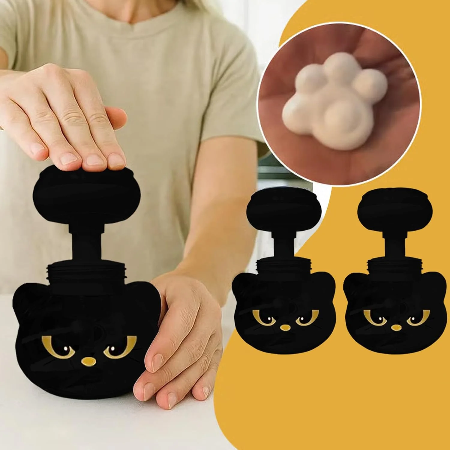 دیسپنسر فوم صابون | دیسپنسر صابون فوم طرح پنجه گربه، ظرف قابل شارژ، بطری پمپی برای شستشوی پیشخوان، حمام، کودکان، بزرگسالان، آشپزخانه، سرویس بهداشتی