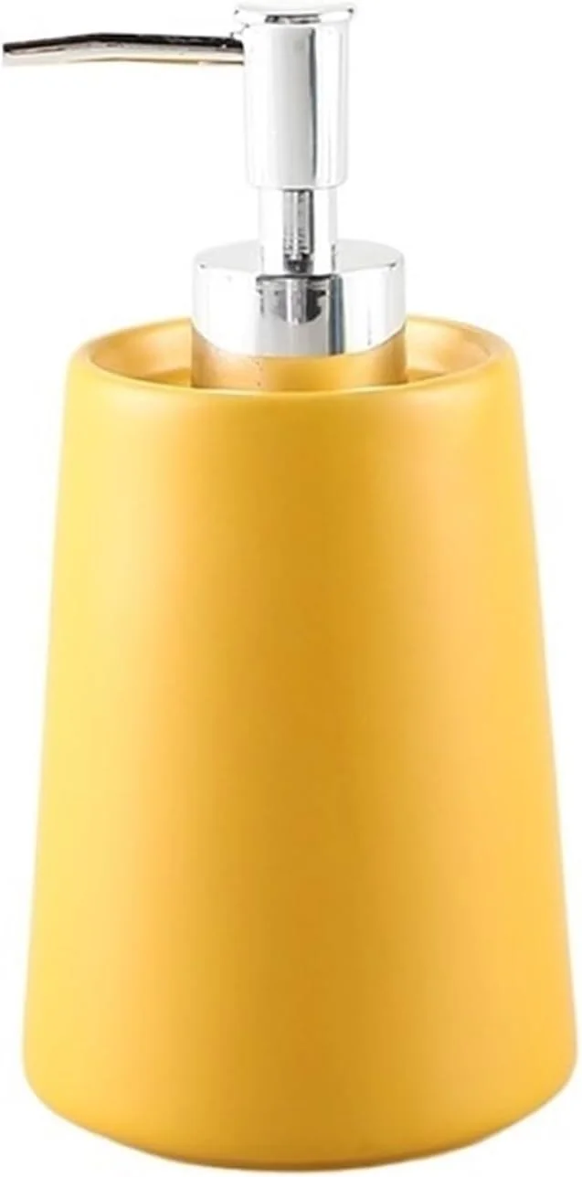 جا مایع دستشویی سرامیکی مات با ظرفیت 420 میلی لیتر، مناسب برای حمام و آشپزخانه، طراحی مدرن (زرد)