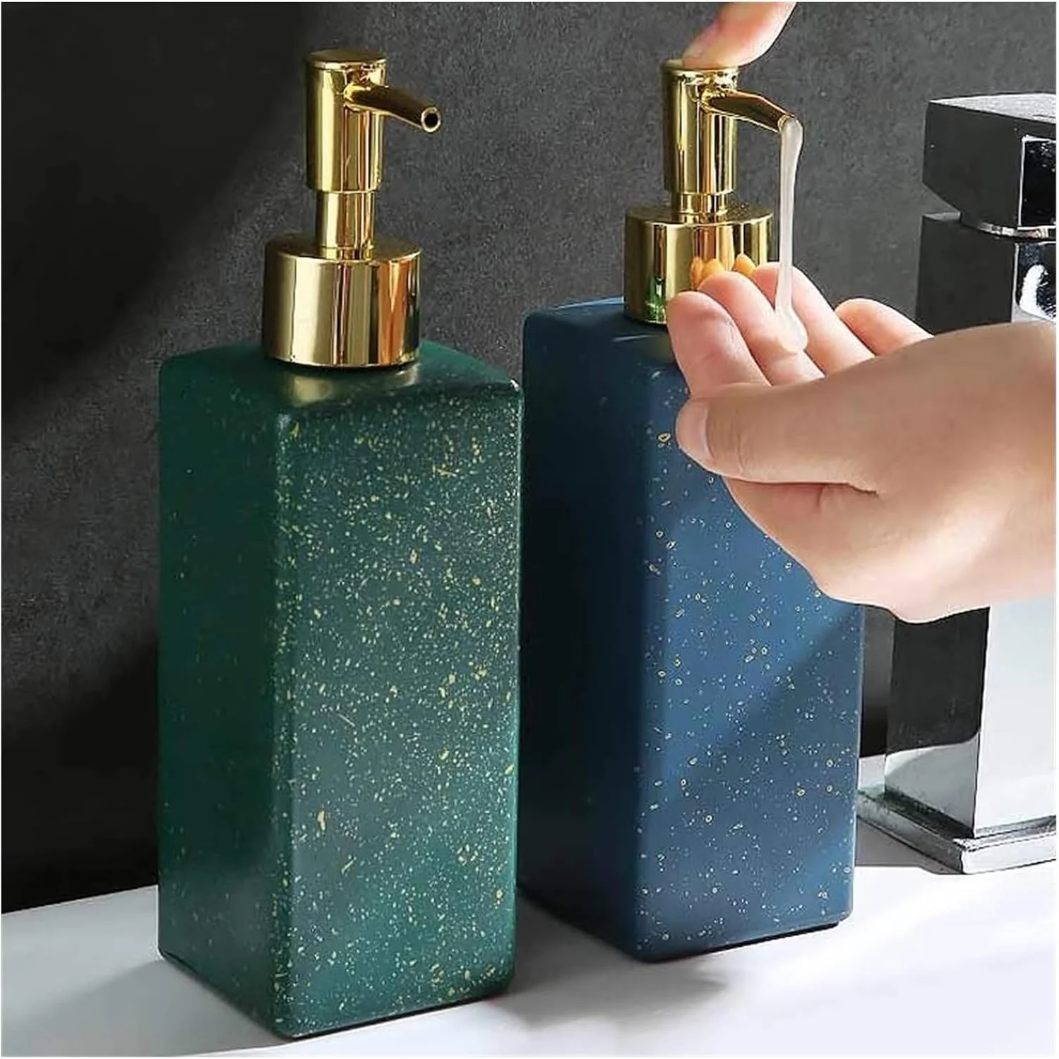 جا مایع ظرفشویی شیشه ای، بطری صابون قابل شارژ برای سازماندهی حمام و آشپزخانه (D)